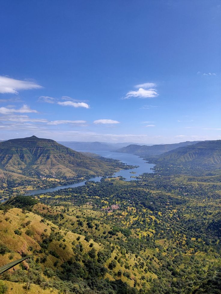 Scenic view of Mahabaleshwar Sahyadri mountain valley and winding ghats road